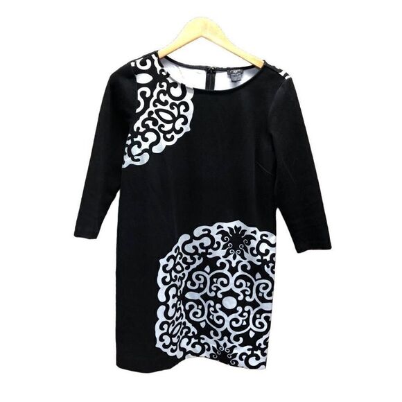 Ann Taylor Petite Size MP Black and White 3/4 Sleeve Dress - Picture 1 of 3